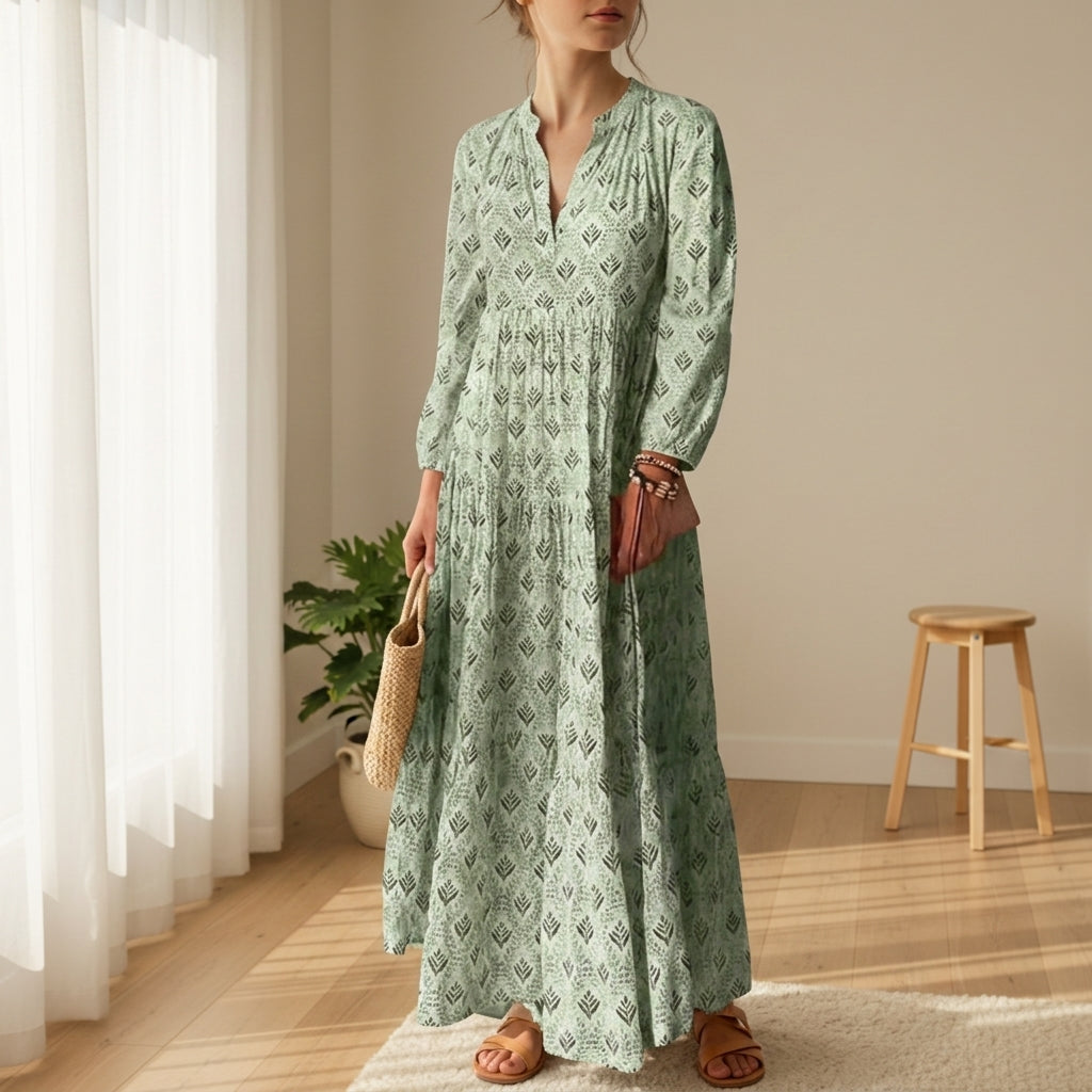 Women's Boho Print Maxi Dress Lightweight Flowing Fit – Marielle