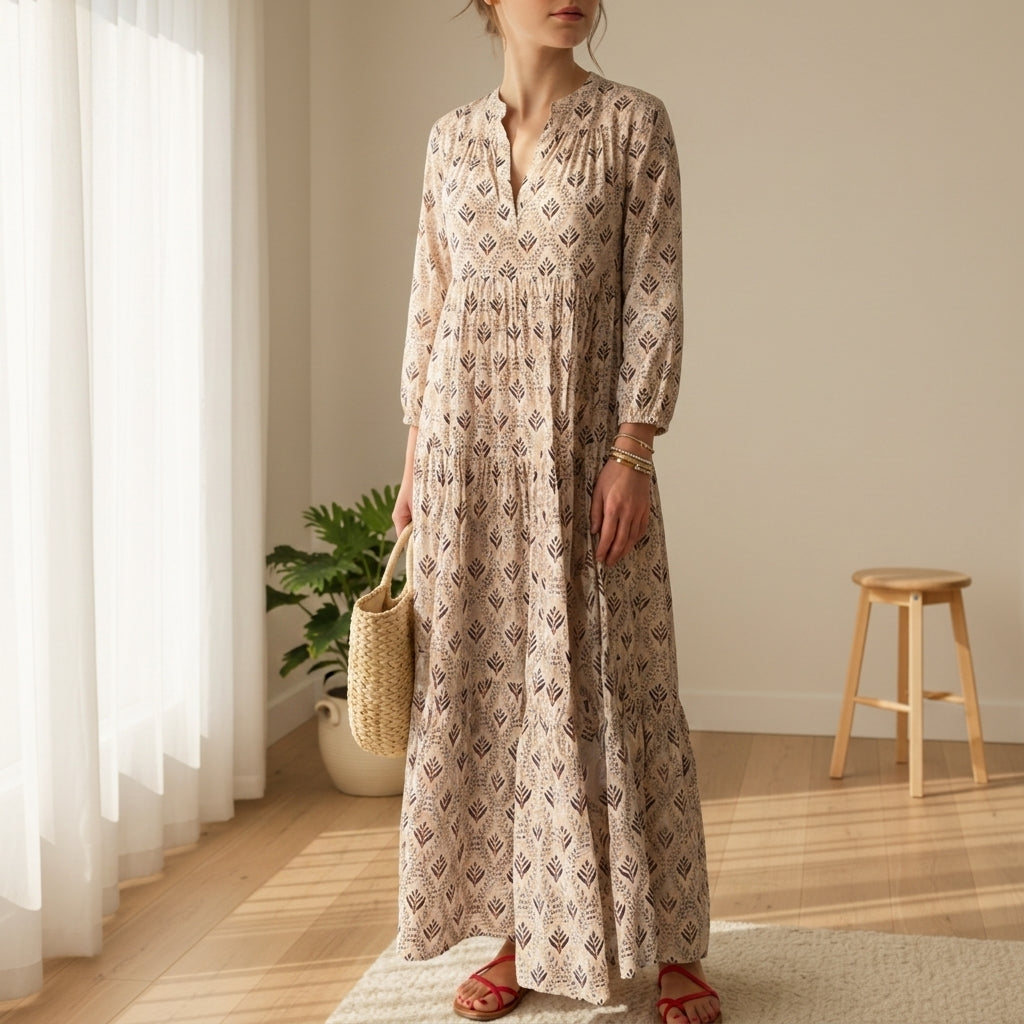 Women's Boho Print Maxi Dress Lightweight Flowing Fit – Marielle
