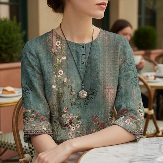 Women's Vintage Print Lightweight Blouse – Celeste