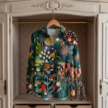 Women's Printed Button Front Blouse Lightweight Fabric – Marielle