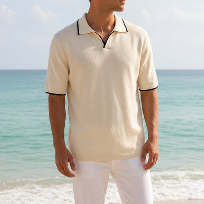 Slim Cotton Blend Polo Shirt Contrast Tipped Tailored Fit – Arden