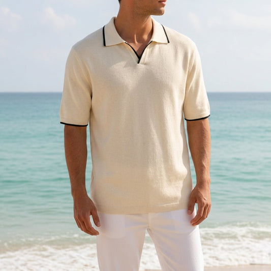Slim Cotton Blend Polo Shirt Contrast Tipped Tailored Fit – Arden