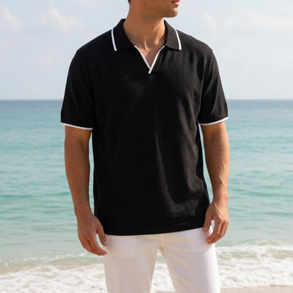 Slim Cotton Blend Polo Shirt Contrast Tipped Tailored Fit – Arden