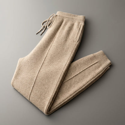Cashmere Blend Drawstring Trousers Relaxed Fit – Alessia