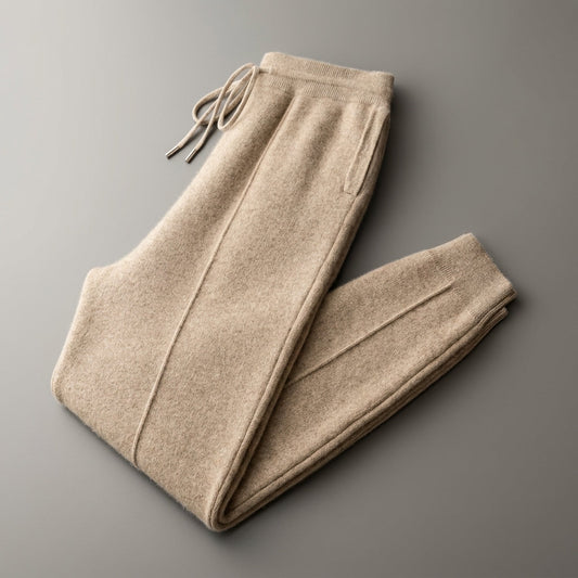 Cashmere Blend Drawstring Trousers Relaxed Fit – Alessia