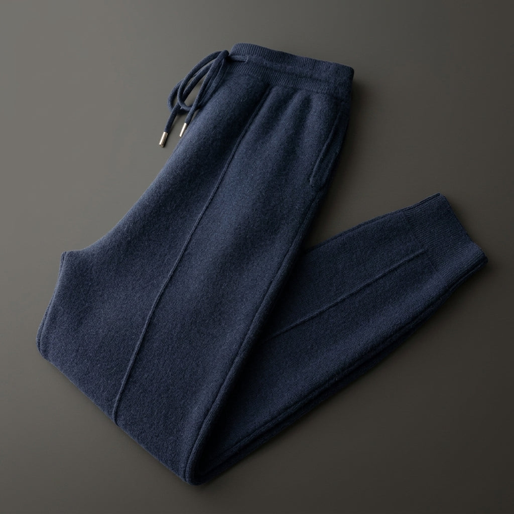 Cashmere Blend Drawstring Trousers Relaxed Fit – Alessia