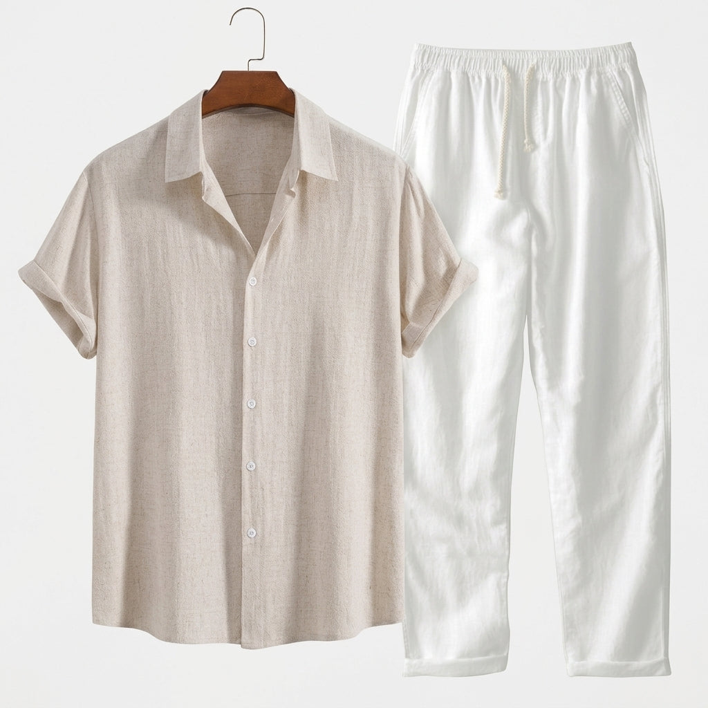 Linen Blend Shirt and Shorts Set Relaxed Fit – Marlowe