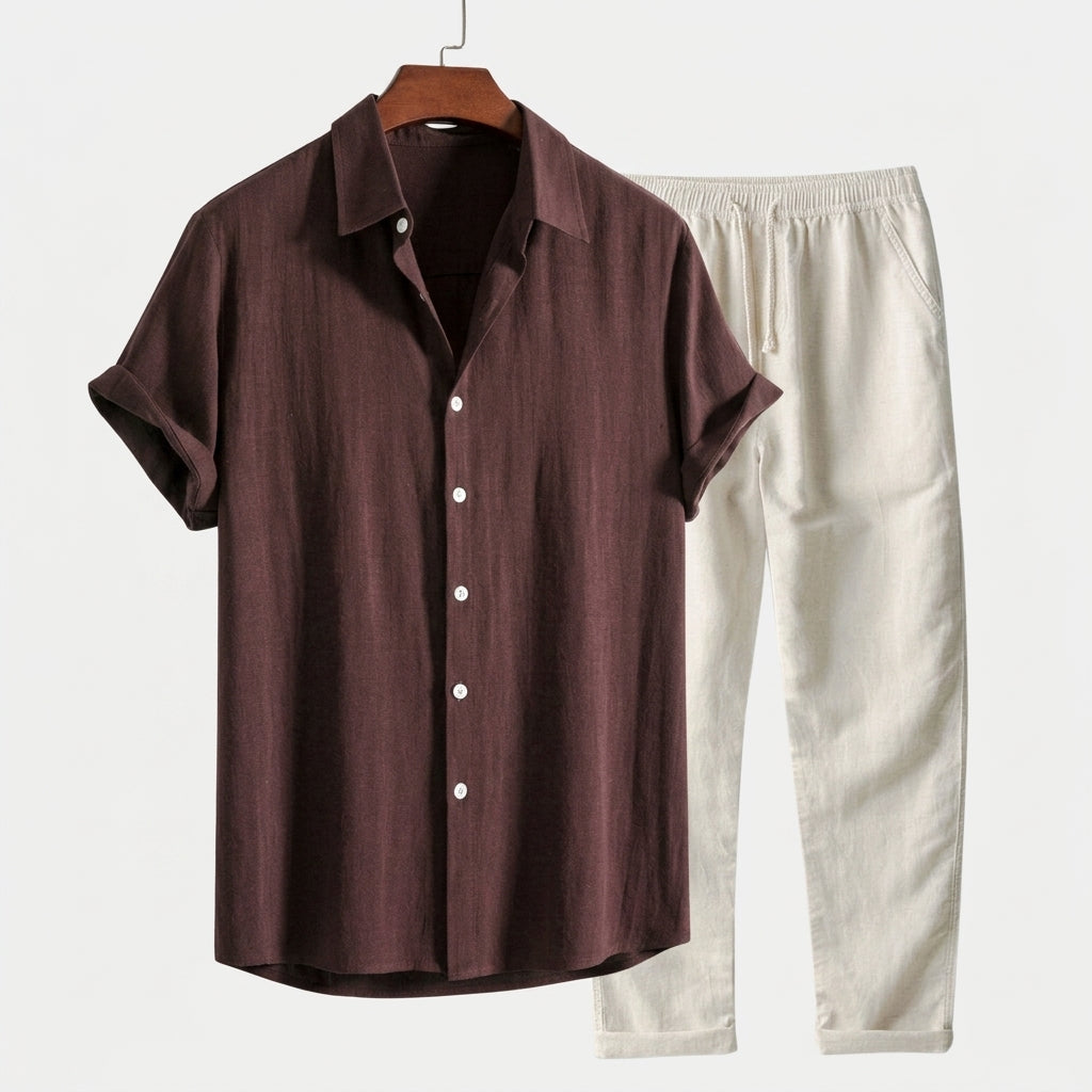 Linen Blend Shirt and Shorts Set Relaxed Fit – Marlowe