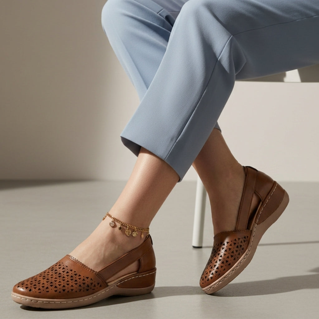 Orthopedic Cutout Shoes for Women Faux Leather Everyday Comfort – Elara