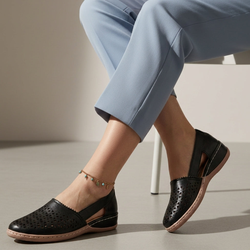 Orthopedic Cutout Shoes for Women Faux Leather Everyday Comfort – Elara