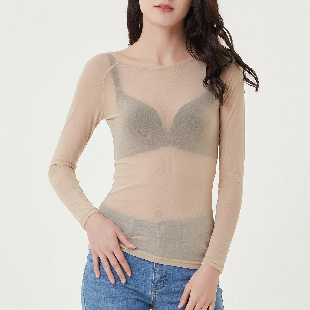 Women's Sheer Mesh Long Sleeve Top Lightweight Layer – Aria