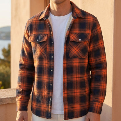 Men's Sherpa-Lined Plaid Jacket Cotton Blend – Calder