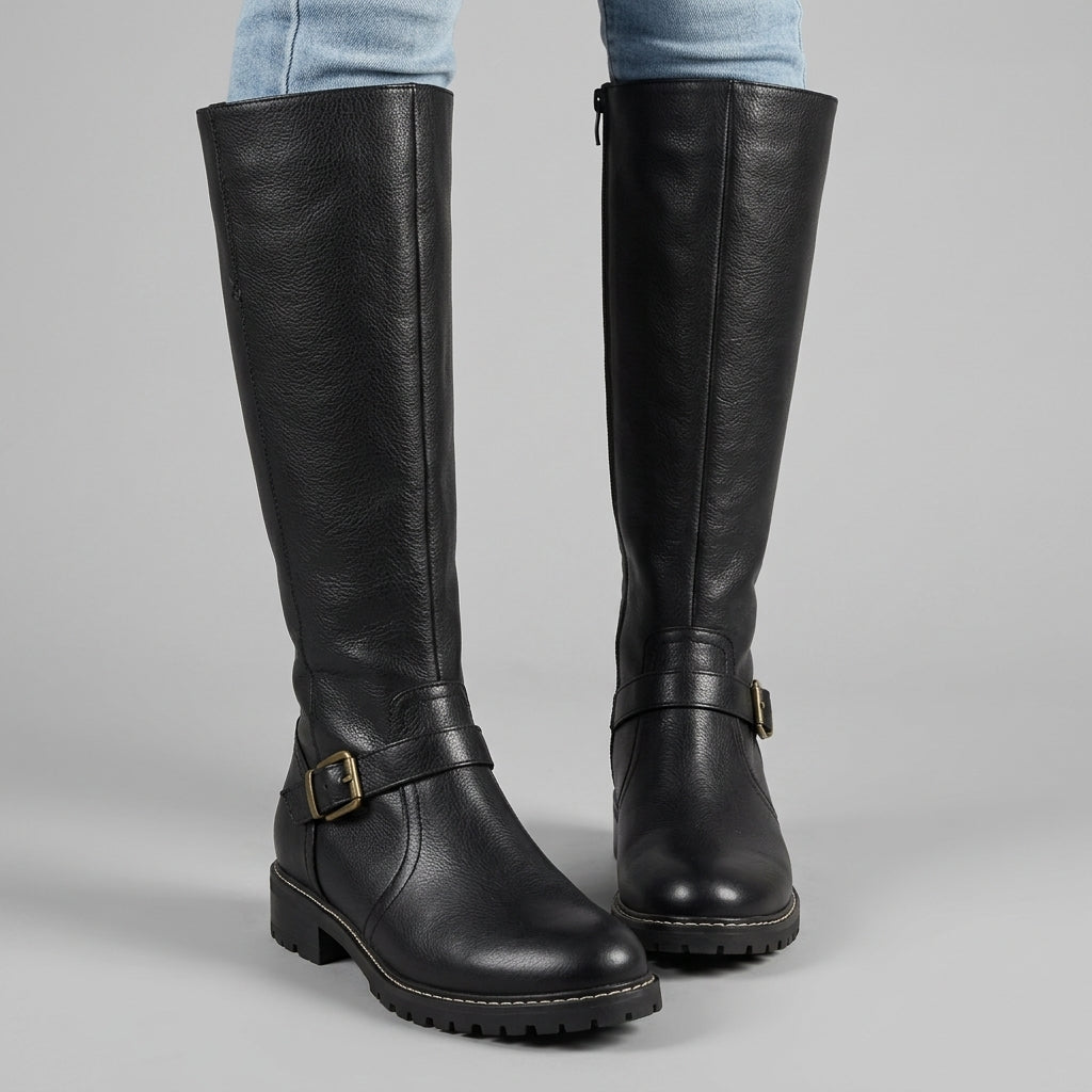 Orthopedic Buckle Leather Boots for Women Faux Leather – Alina