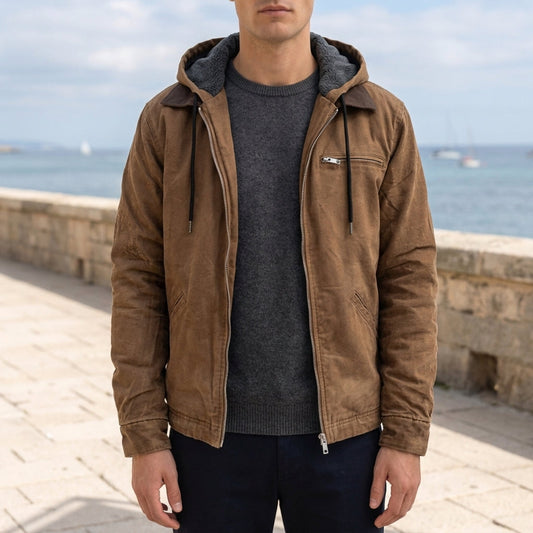 Men's Hooded Full Zip Cotton Blend Jacket – Rowan