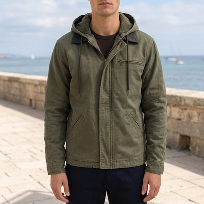Men's Hooded Full Zip Cotton Blend Jacket – Rowan