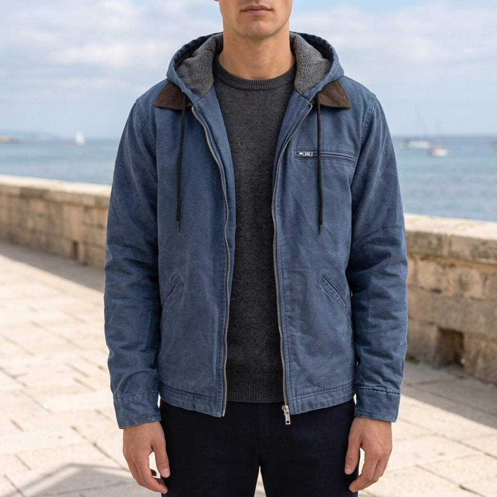 Men's Hooded Full Zip Cotton Blend Jacket – Rowan
