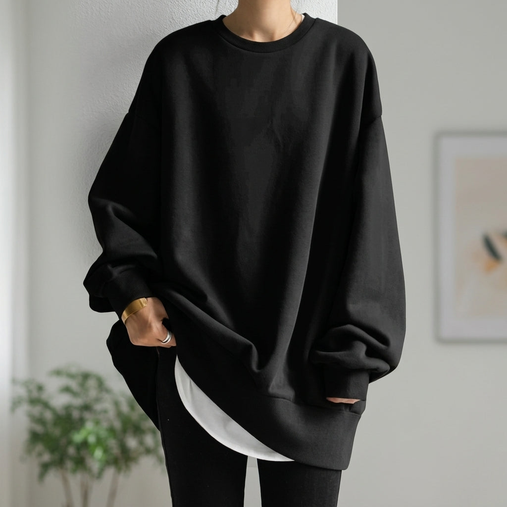 Women's Oversized Cotton Blend Tunic Sweater – Elara