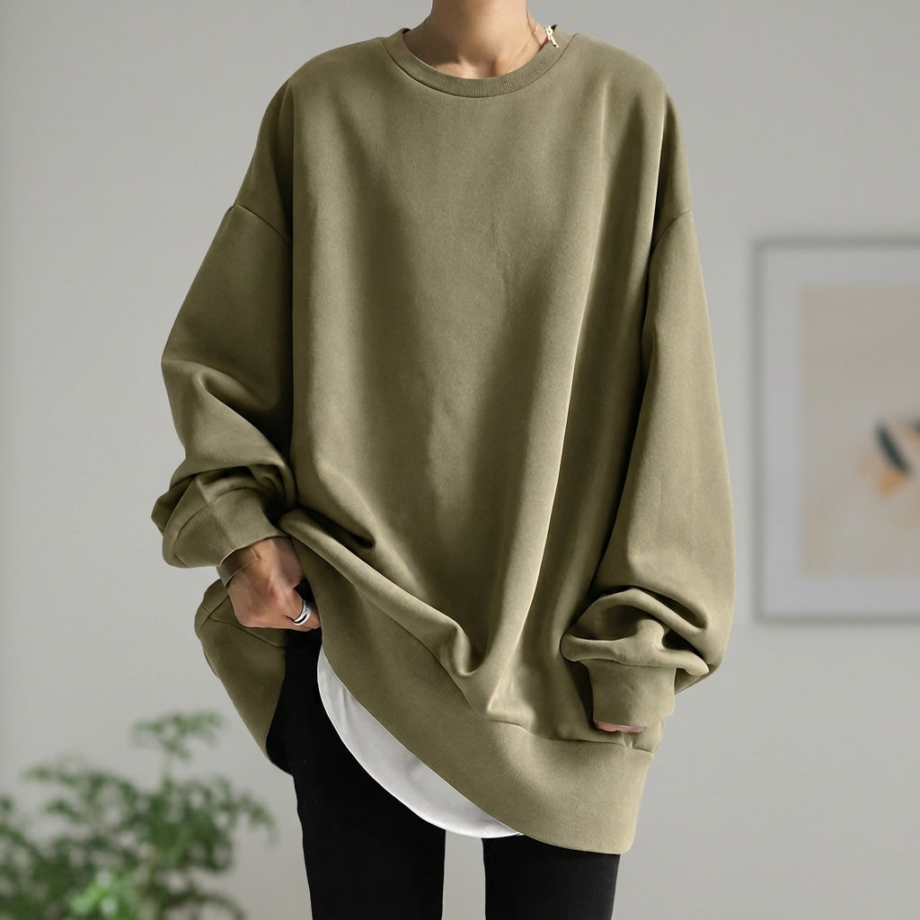 Women's Oversized Cotton Blend Tunic Sweater – Elara