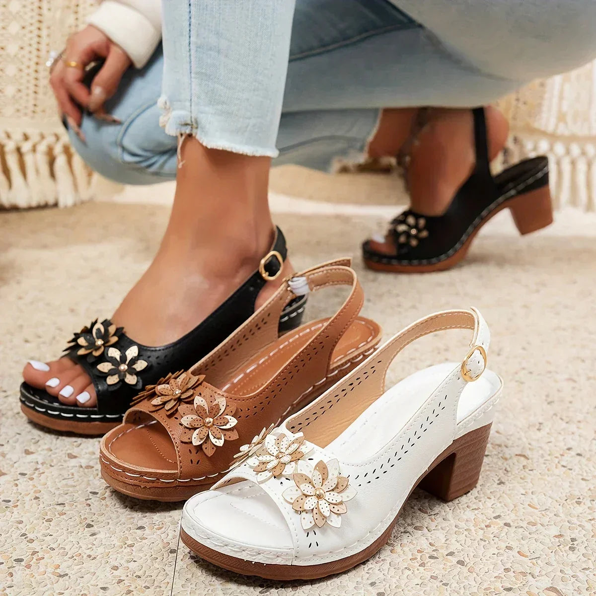 Hailey Block Heels with Cushioned Support – Stylish Comfortable Footwear