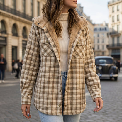 Women's Plaid Hooded Jacket Premium Blend – Marlowe