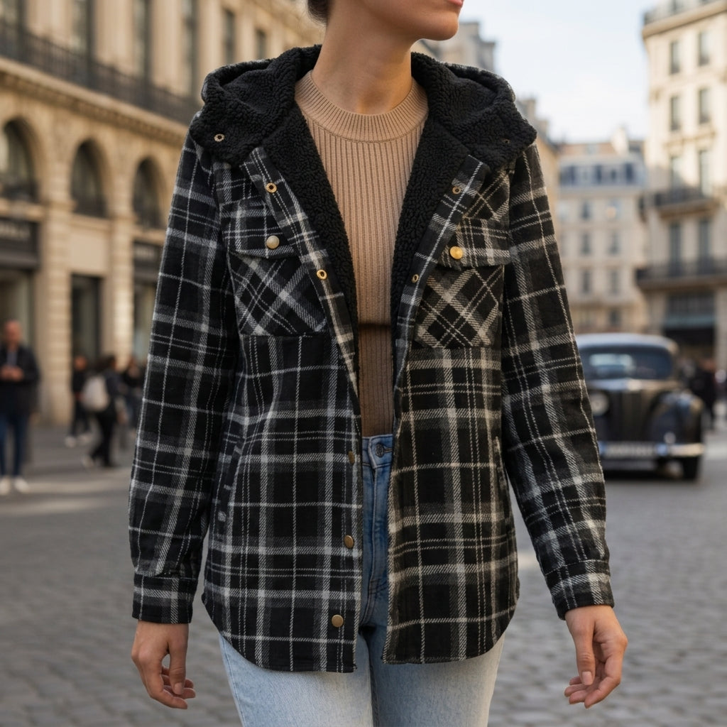 Women's Plaid Hooded Jacket Premium Blend – Marlowe