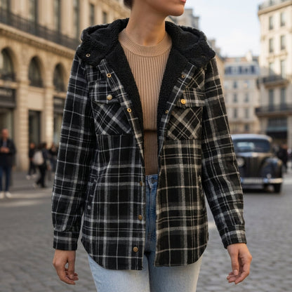 Women's Plaid Hooded Jacket Premium Blend – Marlowe