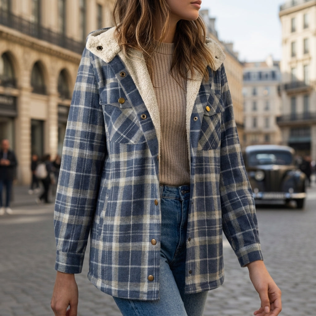 Women's Plaid Hooded Jacket Premium Blend – Marlowe
