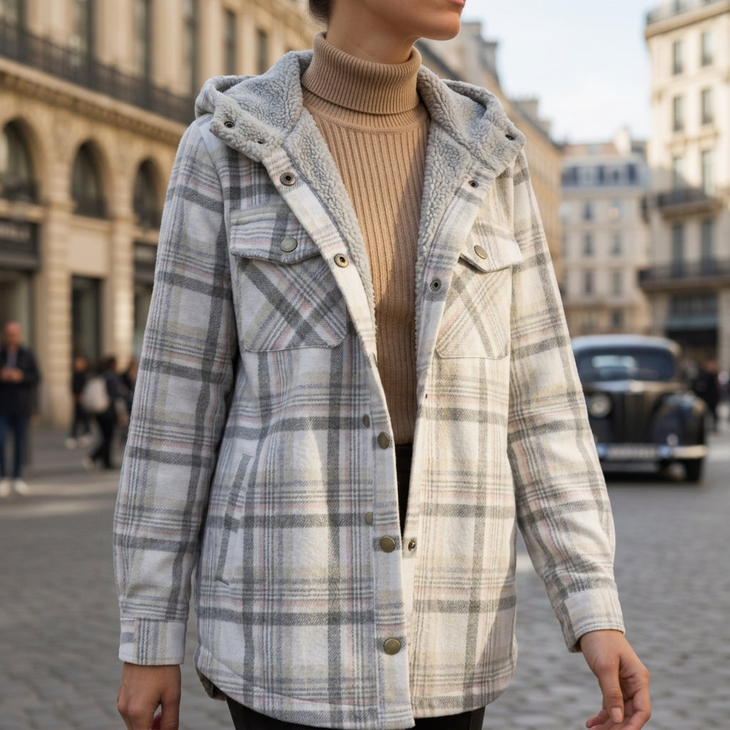 Women's Plaid Hooded Jacket Premium Blend – Marlowe