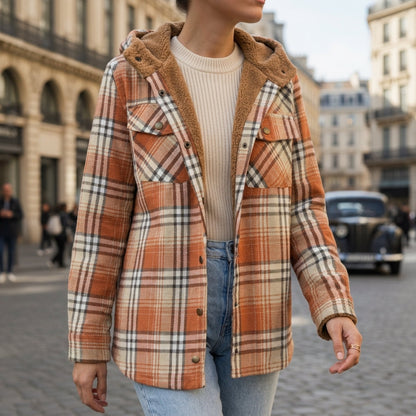 Women's Plaid Hooded Jacket Premium Blend – Marlowe