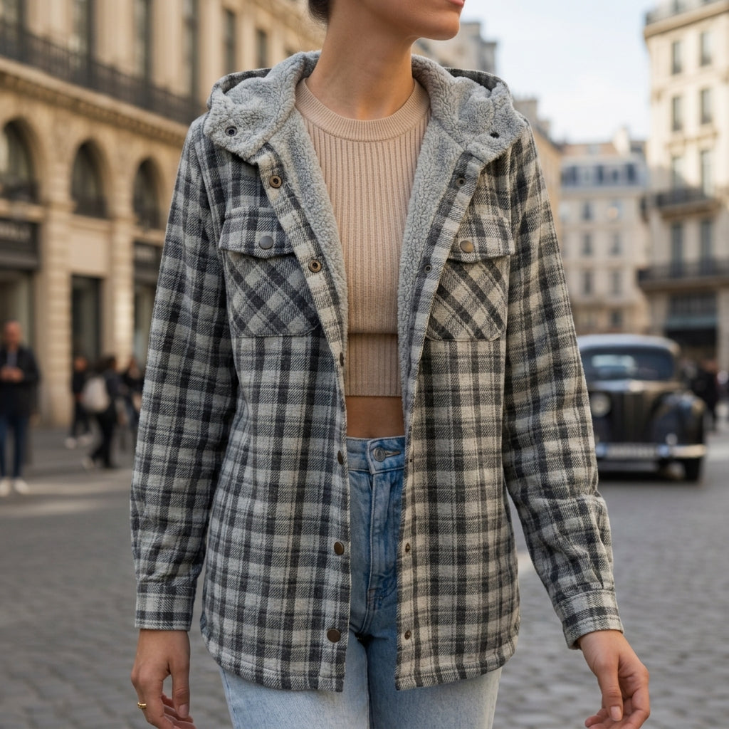 Women's Plaid Hooded Jacket Premium Blend – Marlowe