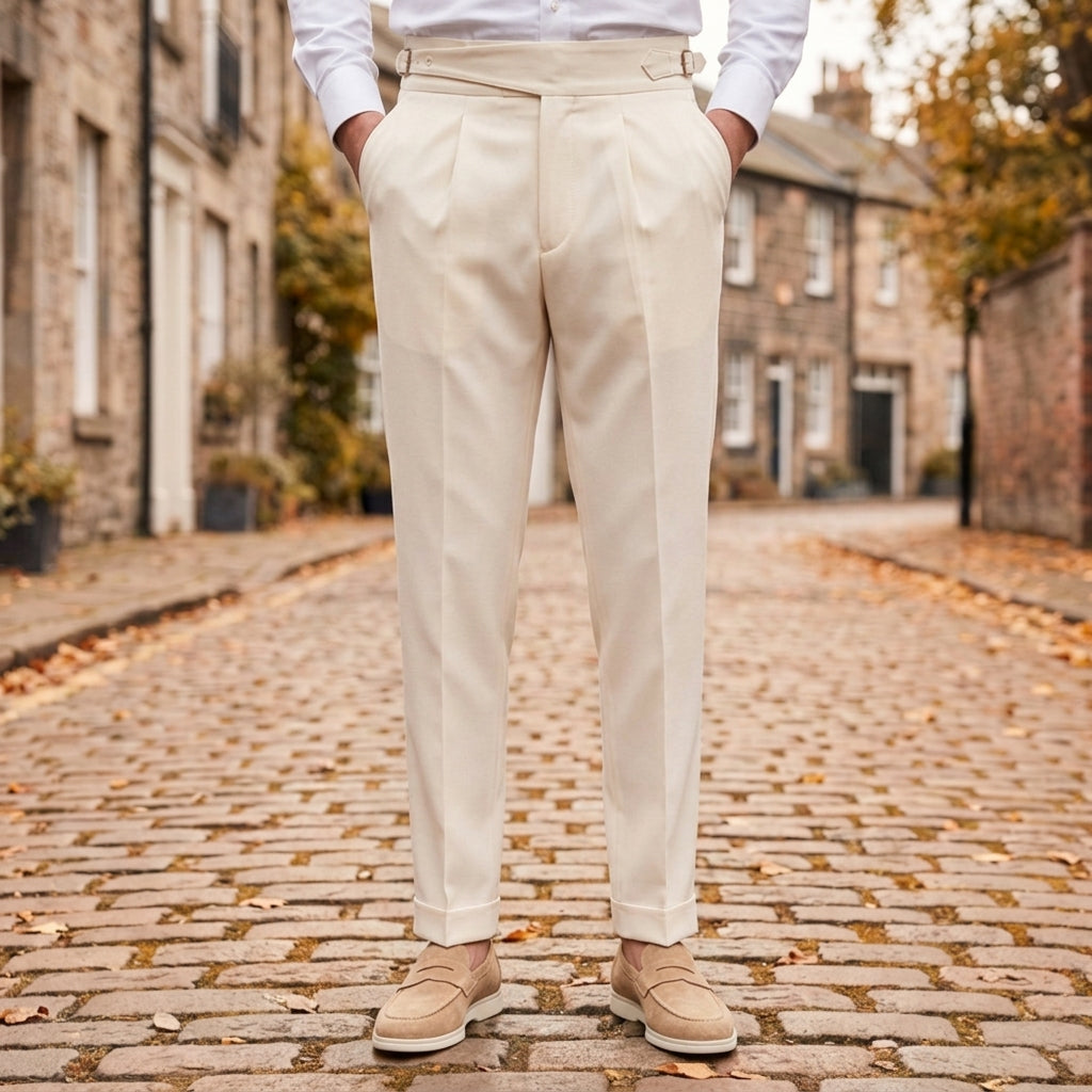 Straight Leg Pleated Gurkha Trousers in a Tailored Fit – Marlowe