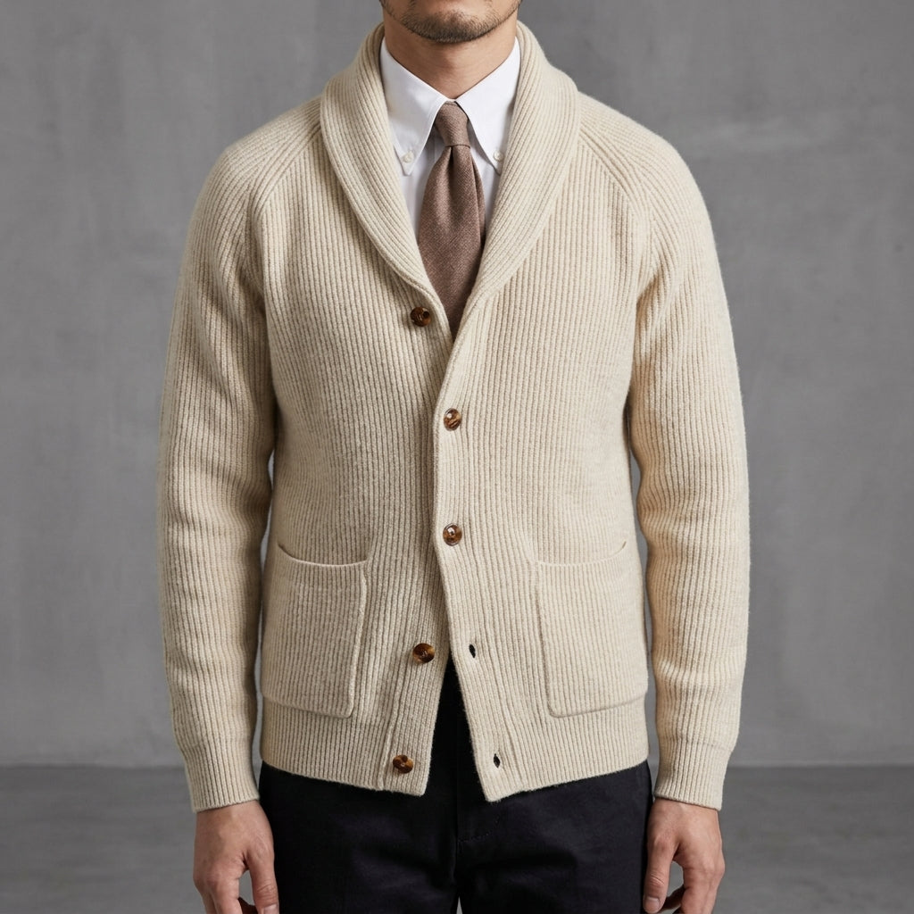 Knitted Cardigan Shawl Collar Relaxed Fit – Rowan