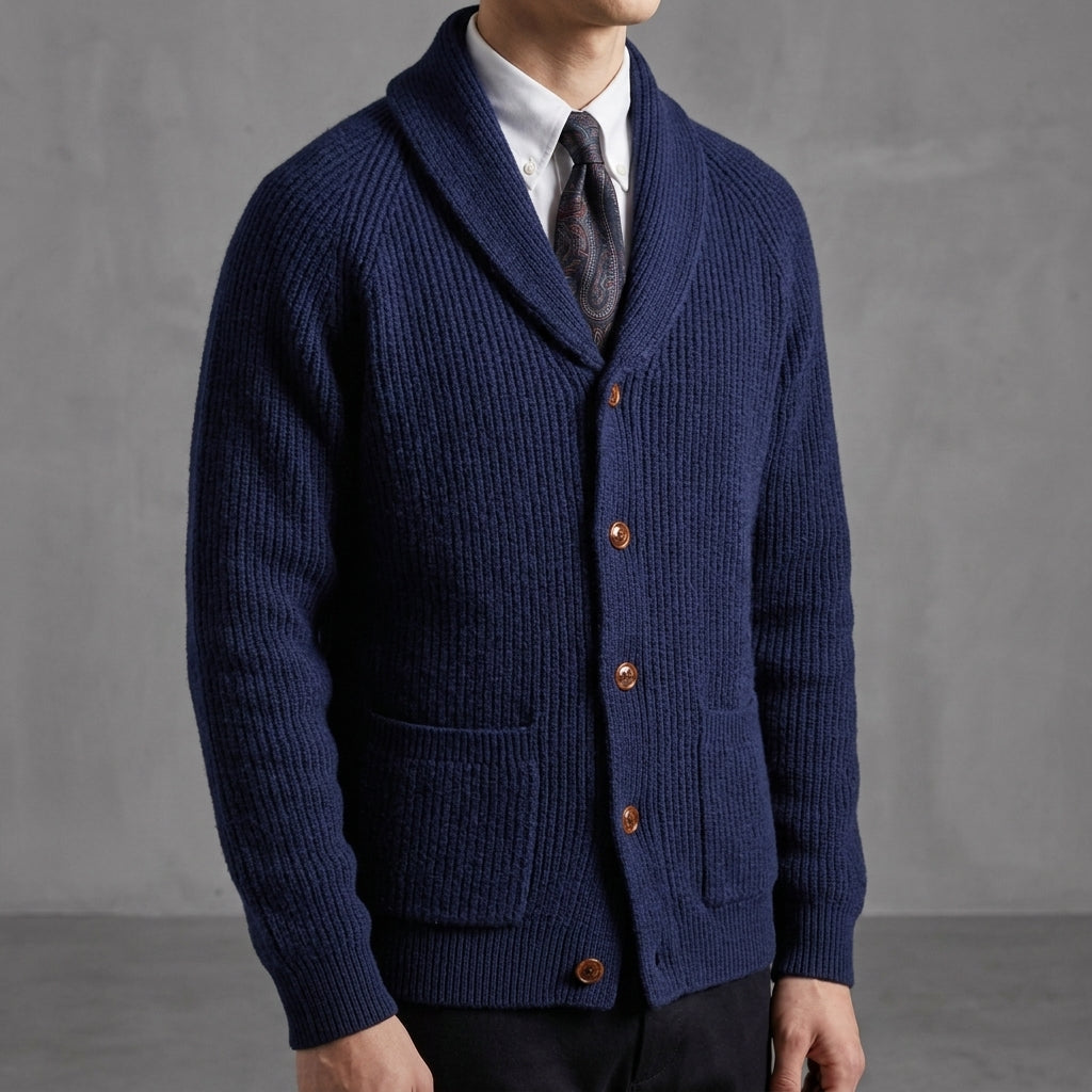 Knitted Cardigan Shawl Collar Relaxed Fit – Rowan