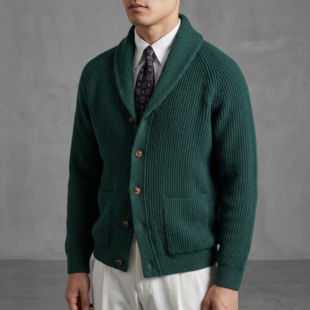 Knitted Cardigan Shawl Collar Relaxed Fit – Rowan