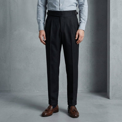 Men's Gurkha Pleated Trousers Straight Fit Adjustable Waist – Arlo