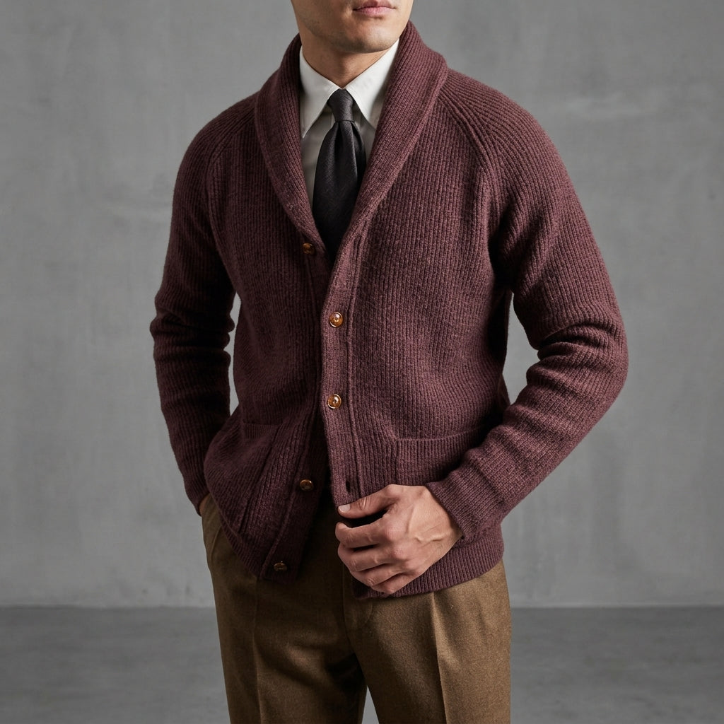 Knitted Cardigan Shawl Collar Relaxed Fit – Rowan