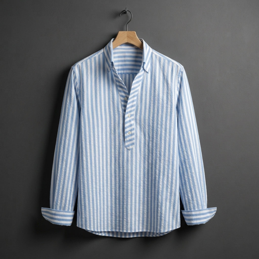 Seersucker Striped Shirt Lightweight Breathable Refined – Calder