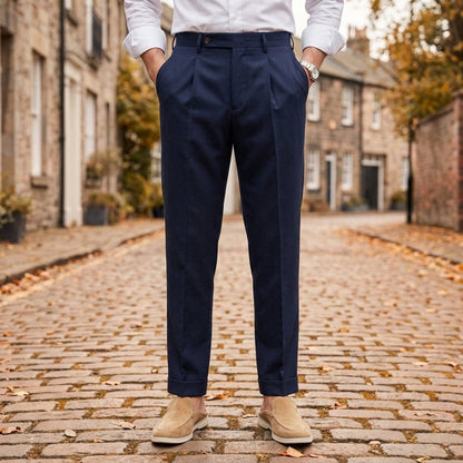 Men's Wool Blend Pleated Trousers Relaxed Fit – Matteo