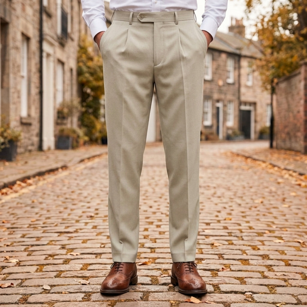 Men's Wool Blend Pleated Trousers Relaxed Fit – Matteo