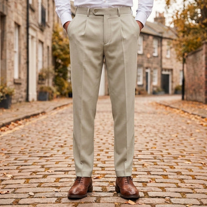 Men's Wool Blend Pleated Trousers Relaxed Fit – Matteo