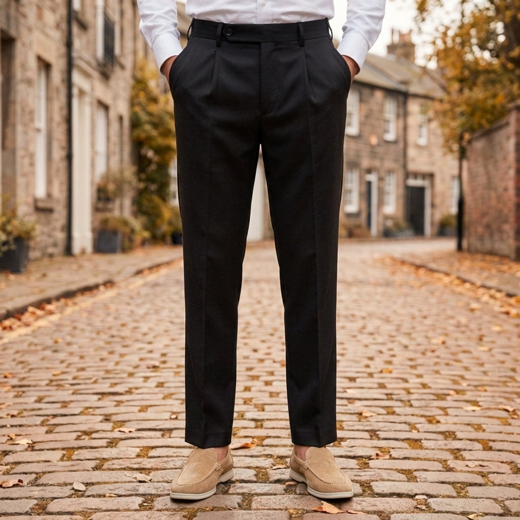Men's Wool Blend Pleated Trousers Relaxed Fit – Matteo
