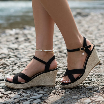 Women's Orthopedic Wedge Sandals Cushioned Ankle Strap – Elara