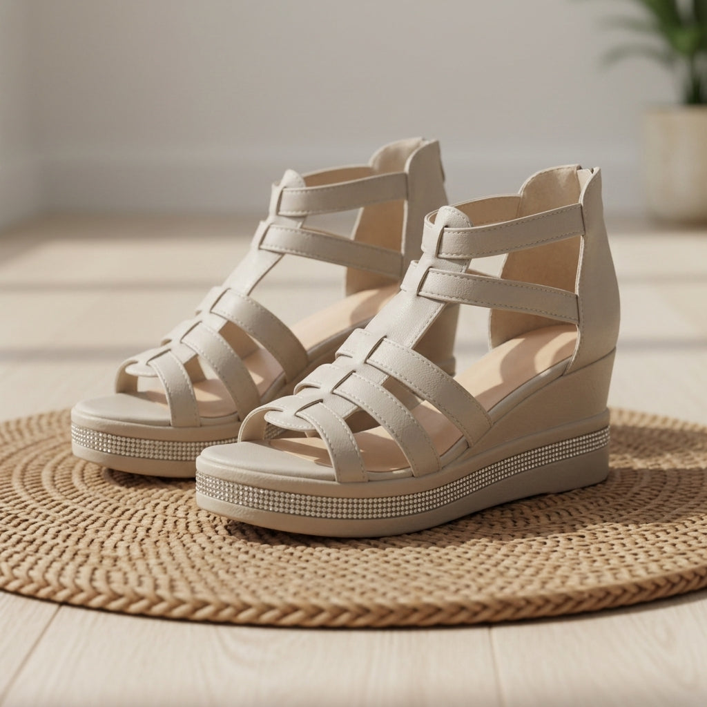 Women's Orthopedic Gladiator Sandals Faux Leather Arch Support – Celeste