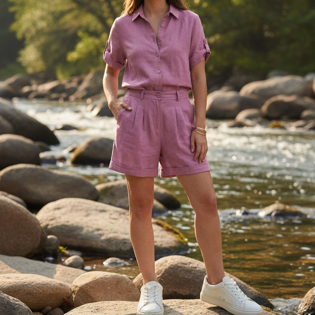 Women's Linen Blend Two-Piece Set Relaxed Fit – Aurelia