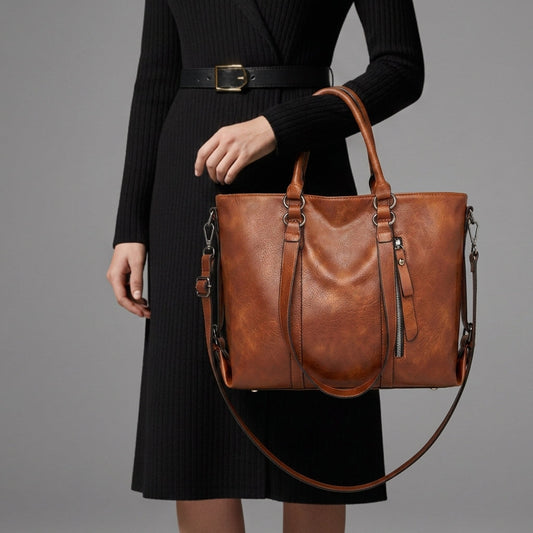 Large Faux Leather Tote for Women With Shoulder Straps – Valora