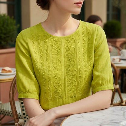 Floral Lace Blouse for Women Cotton Blend Relaxed Fit – Celeste