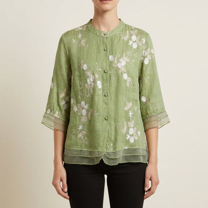 Floral Embroidered Blouse for Women in a Breathable Fabric Blend – Celeste