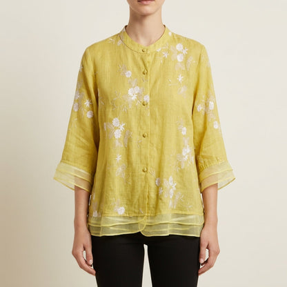 Floral Embroidered Blouse for Women in a Breathable Fabric Blend – Celeste