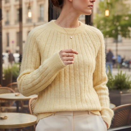 Fluffy Knit Sweater Relaxed Fit Soft Texture – Elara