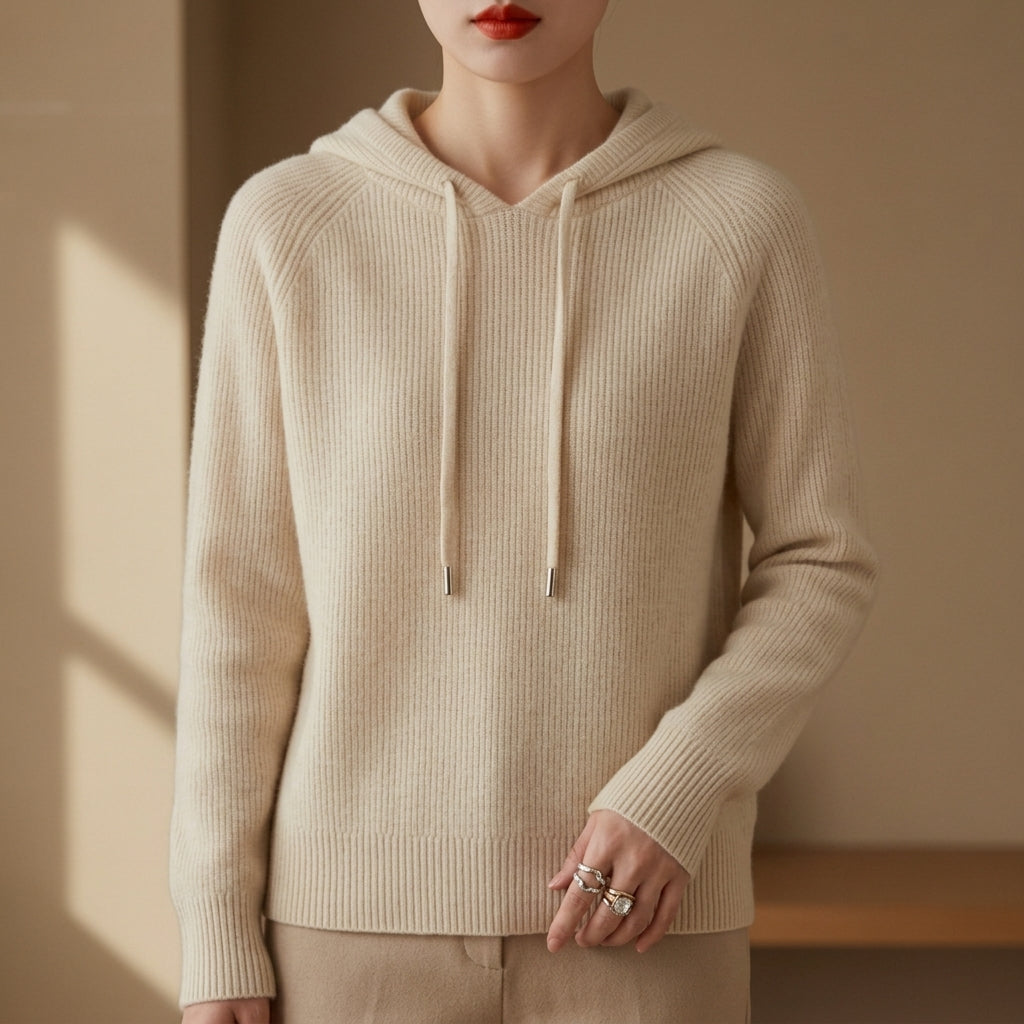 Knitted Hoodie Sweater Cashmere Blend Refined Style – Elara